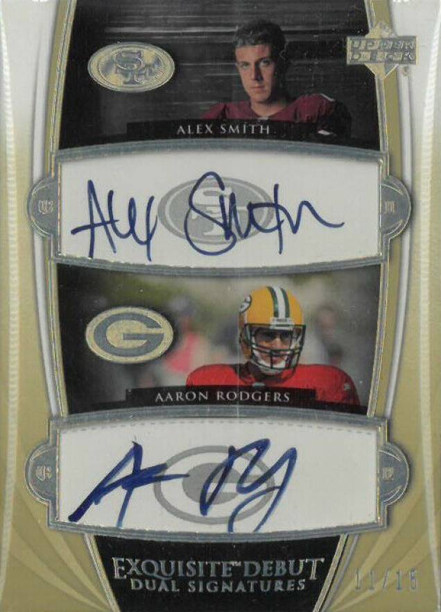 2005 Upper Deck Exquisite Collection Debut Dual Signatures Aaron Rodgers/Alex Smith #ED2SR Football Card