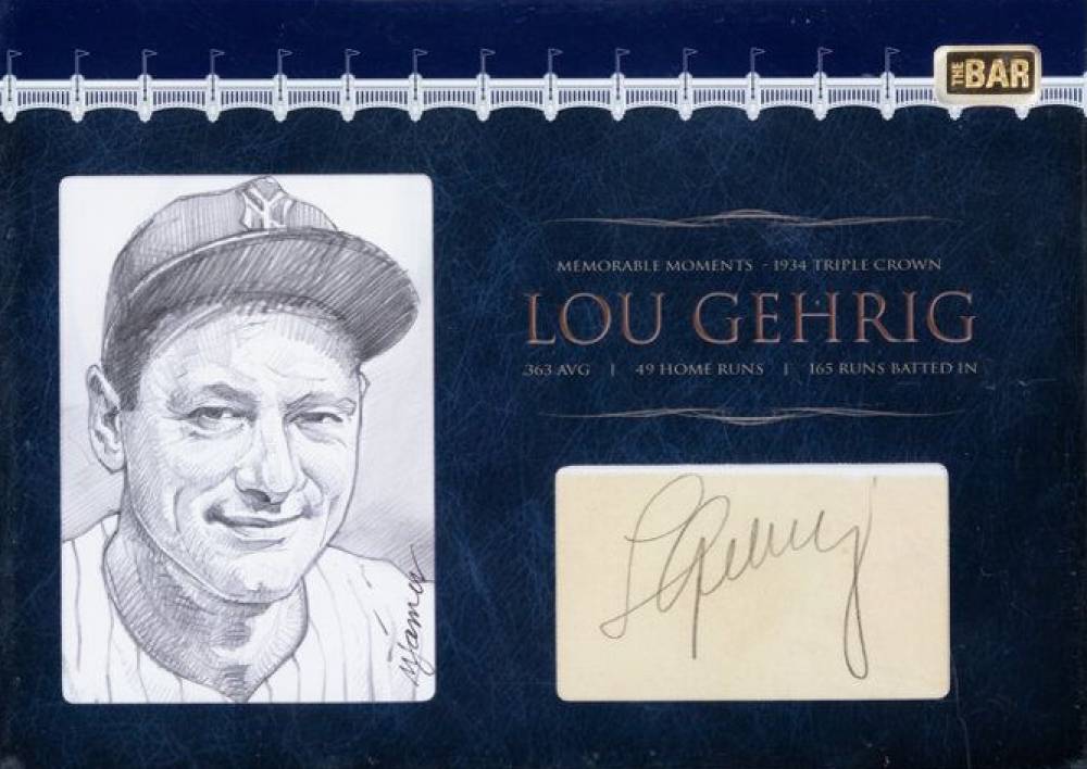 2015 The Bar Cut Autographs Lou Gehrig #TBLG02 Baseball Card