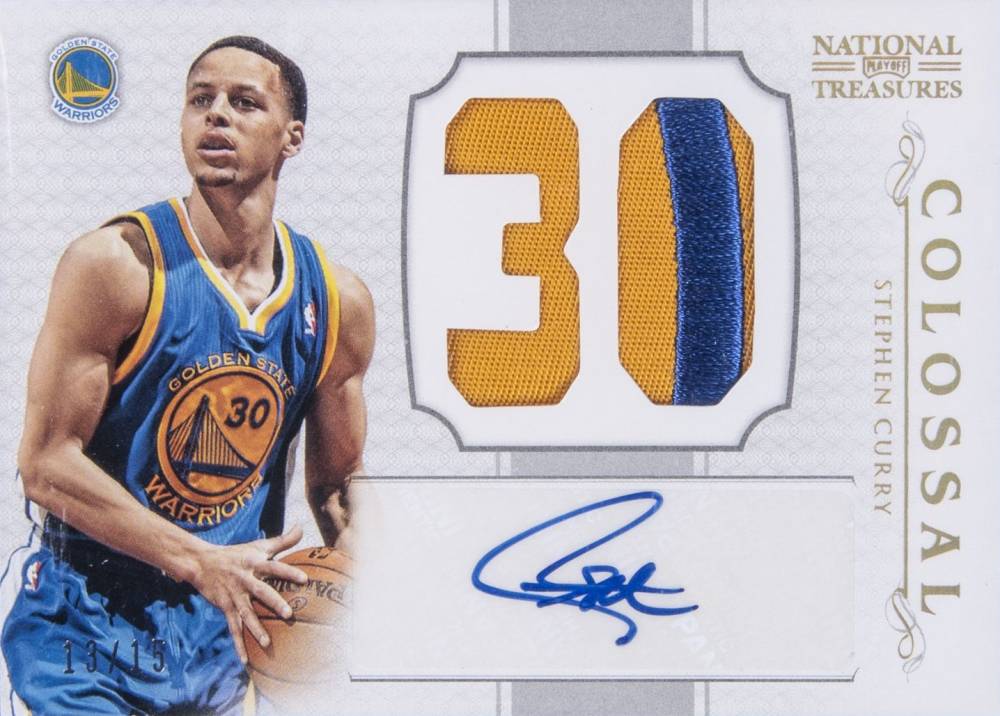 2012 Panini National Treasures Colossal Jersey Number Signature Stephen Curry #10 Basketball Card