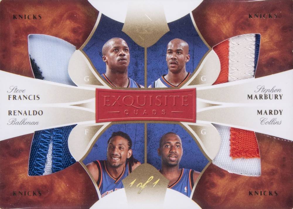2006 Upper Deck Exquisite Collection Foursomes Patches Steve Francis/Stephon Marbury/Mardy Collins/Renaldo Balkman #FMBC Basketball Card