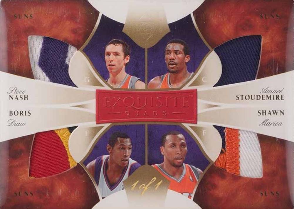 2006 Upper Deck Exquisite Collection Foursomes Patches Steve Nash/Amare Stoudemire/Shawn Marion/Boris Diaw #NSDM Basketball Card