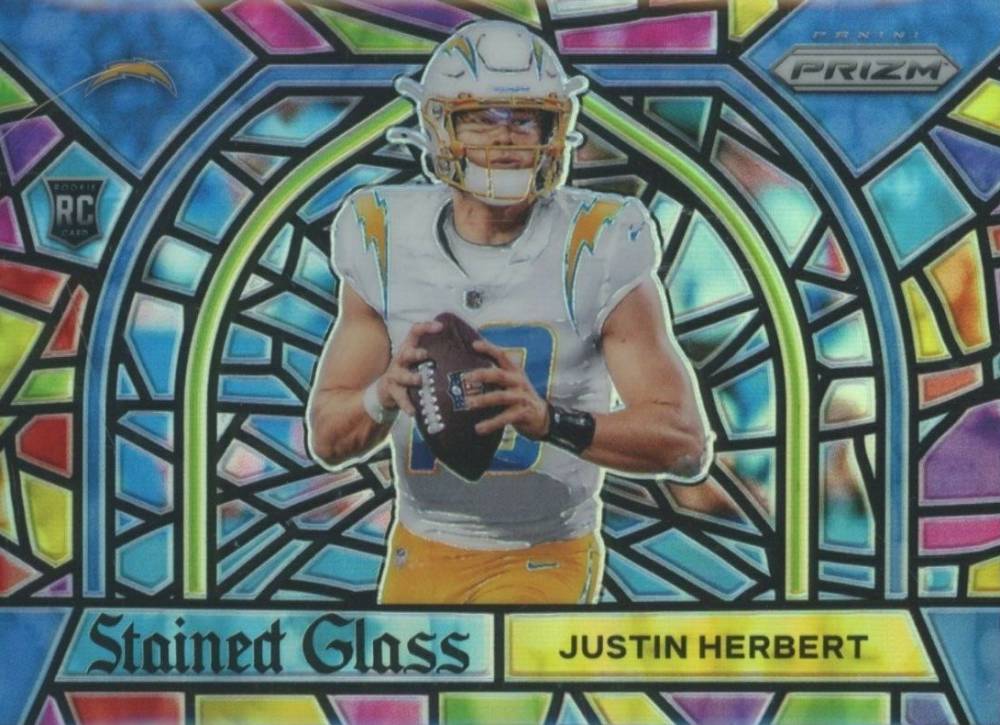 2020 Panini Prizm Stained Glass Justin Herbert #18 Football Card