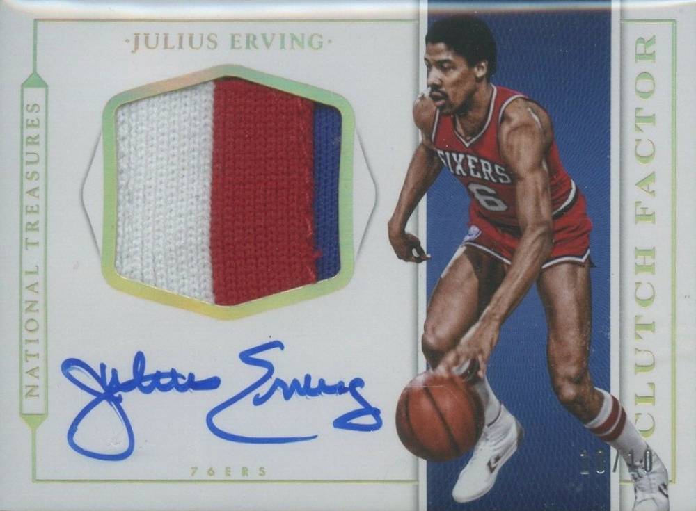 2015 Panini National Treasures Clutch Factor Jersey Autograph Julius Erving #JEV Basketball Card