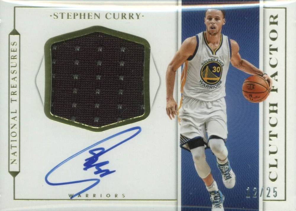 2015 Panini National Treasures Clutch Factor Jersey Autograph Stephen Curry #SCR Basketball Card