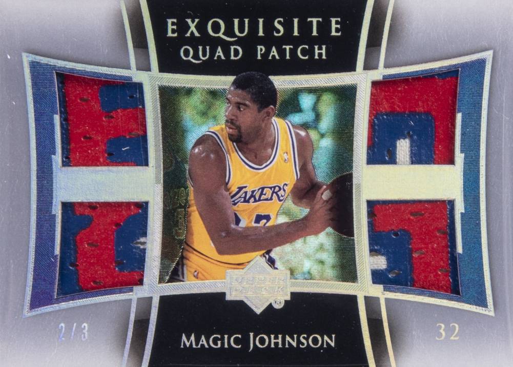 2004  UD Exquisite Collection Quad Patch Magic Johnson #E4PMA Basketball Card