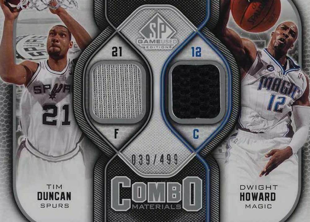 2009 SP Game Used Combo Materials Tim Duncan/Dwight Howard #CM-DH Basketball Card