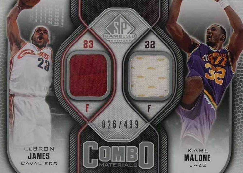 LeBron James/Karl Malone 2009-10 SP Game Used Combo Materials #/155 –  Basketball Card Guy