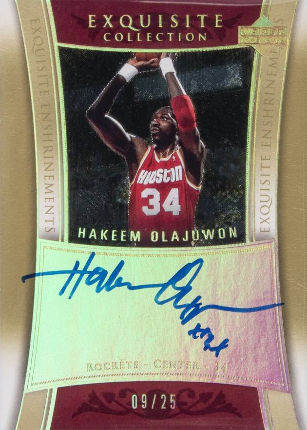 2004 Upper Deck Exquisite Collection Enshrinements Hakeem Olajuwon #ENHO Basketball Card