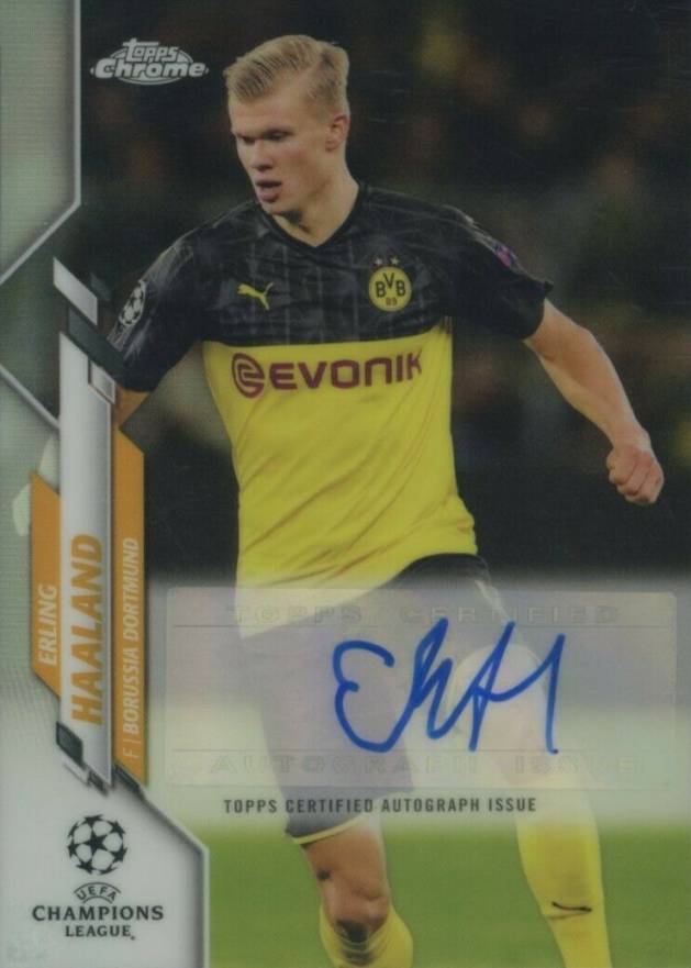 2019 Topps Chrome UEFA Champions League Autograph Erling Haaland #EH Soccer Card