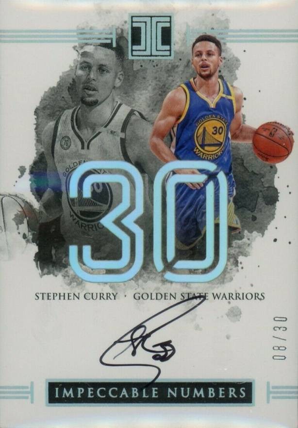 2016 Panini Impeccable Jersey Numbers Autographs Stephen Curry #IJ-SC Basketball Card