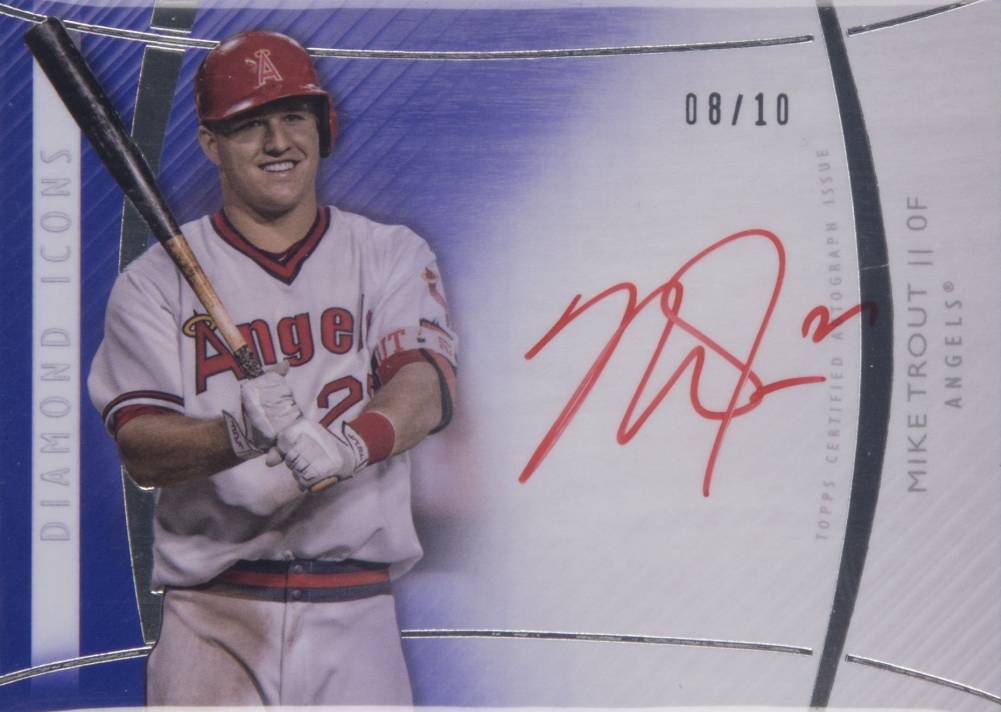 2017 Topps Diamond Icons Red Ink Signatures Mike Trout #RAMTR Baseball Card