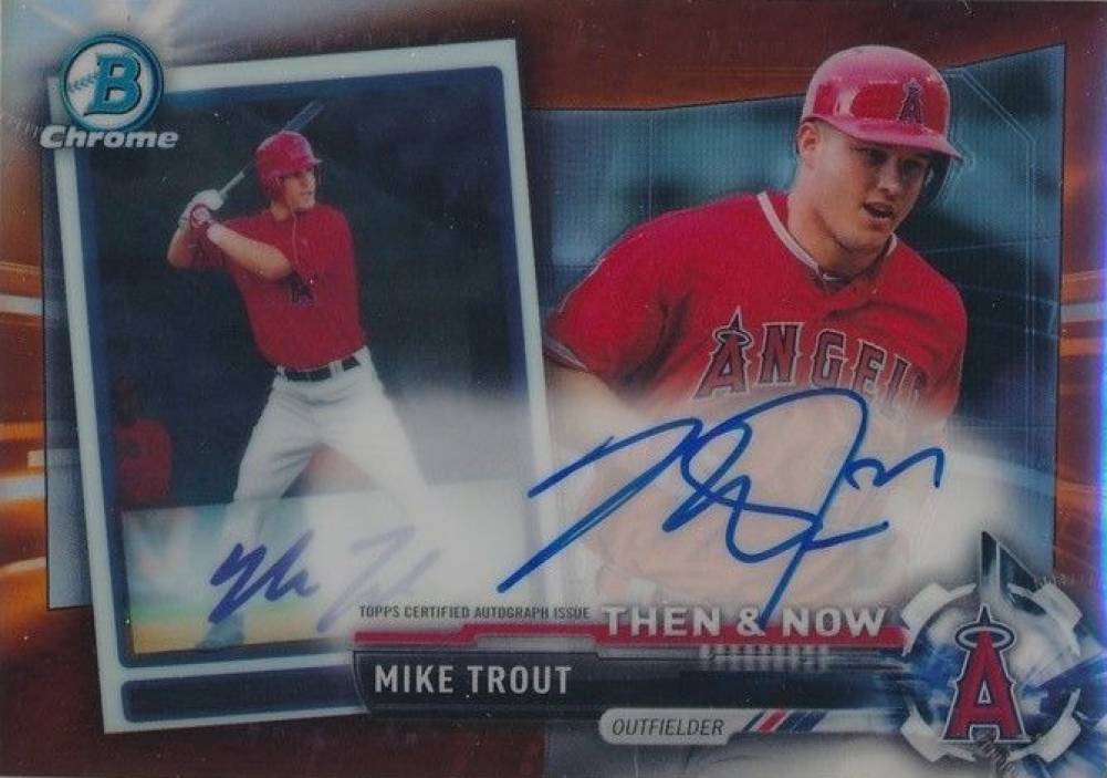 2017 Topps Chrome Bowman Then & Now Autographs Mike Trout #MT Baseball Card