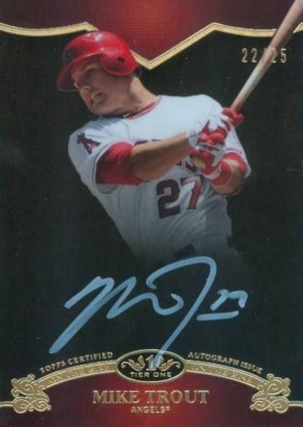 2012 Topps Tier One on the Rise Autograph Mike Trout #MTR Baseball Card
