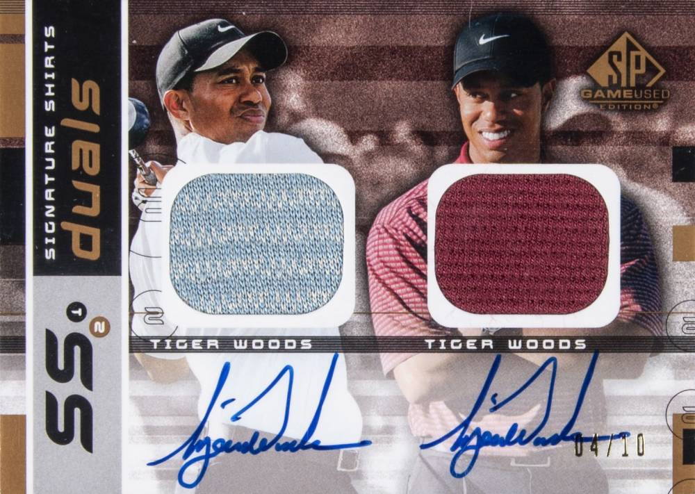 2003 SP Game Used Signature Shirts Dual Tiger Woods #F9D-TW Golf Card