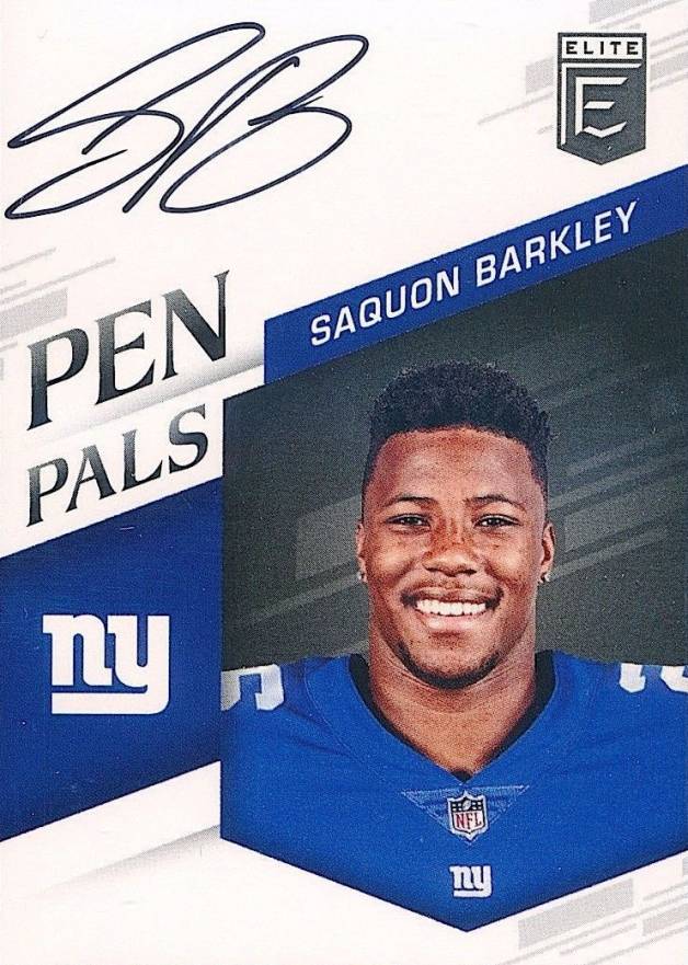 2018 Panini Donruss Elite Pen Pals Autograph Saquon Barkley #SB Football Card