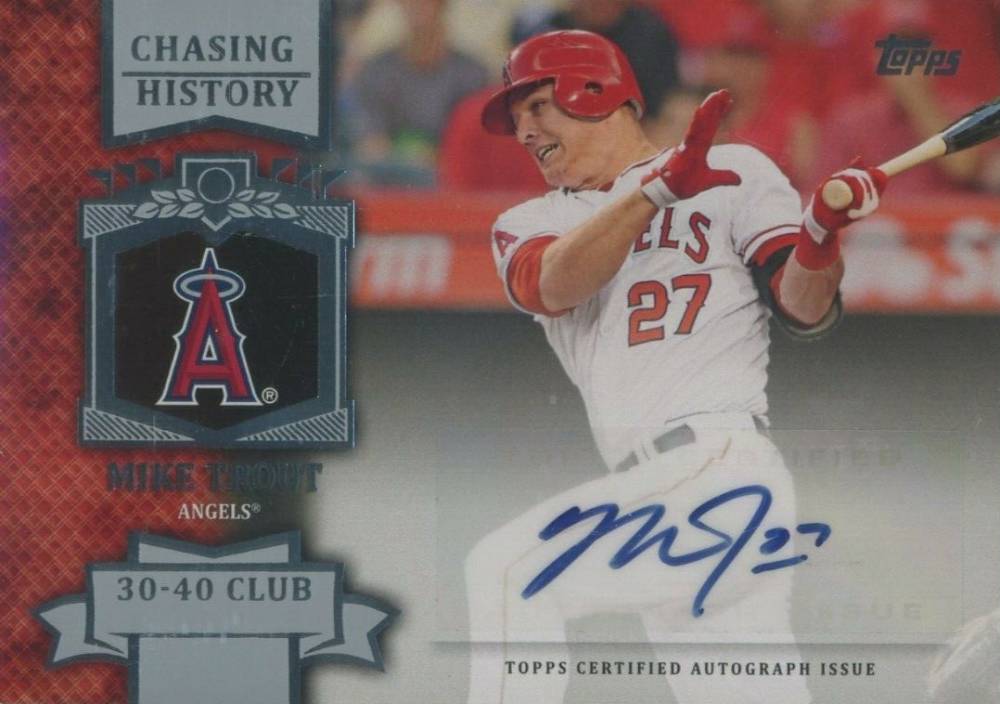 2013 Topps Chasing History Autograph Relic Mike Trout #MIT Baseball Card