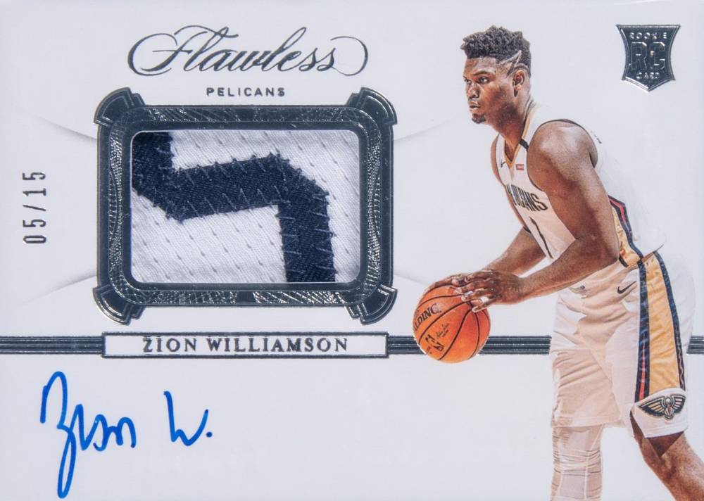 2019 Panini Flawless Signatures Prime Materials Zion Williamson #SPZWL Basketball Card