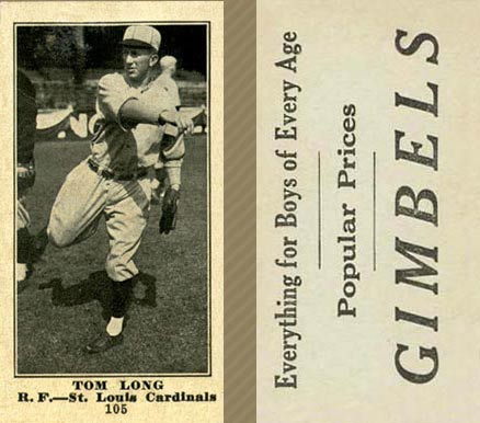 1916 Gimbels (M101-4) Tom Long #105 Baseball Card