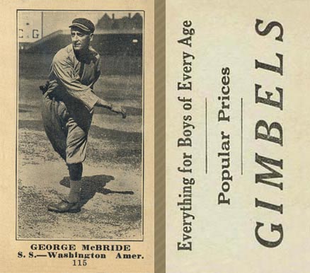 1916 Gimbels George McBride #115 Baseball Card
