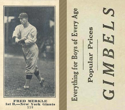 1916 Gimbels Fred Merkle #118 Baseball Card