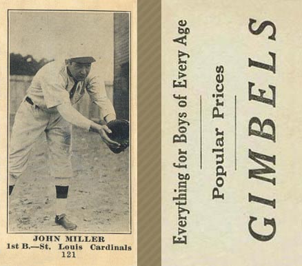 1916 Gimbels John Miller #121 Baseball Card