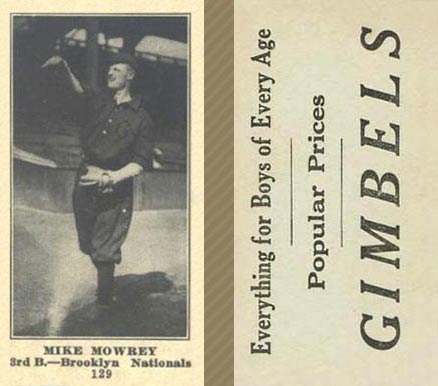1916 Gimbels Mike Mowrey #129 Baseball Card