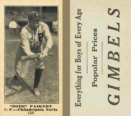 1916 Gimbels Dode Paskert #136 Baseball Card