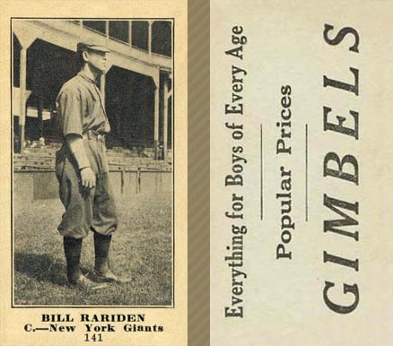 1916 Gimbels Bill Rariden #141 Baseball Card