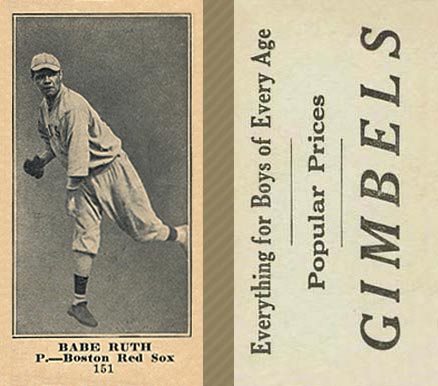1916 Gimbels Babe Ruth #151 Baseball Card