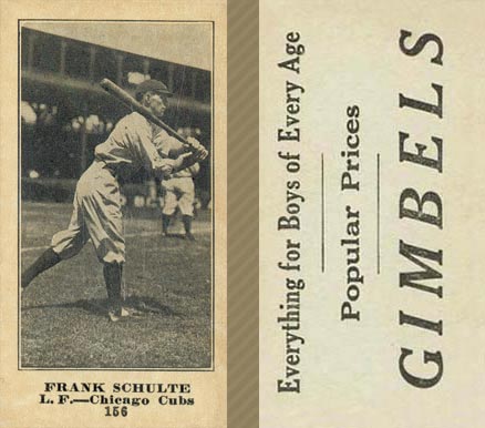 1916 Gimbels Frank Schulte #156 Baseball Card