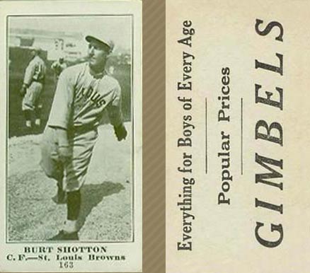 1916 Gimbels Burt Shotton #163 Baseball Card