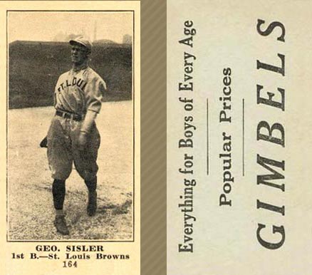 1916 Gimbels Geo. Sisler #164 Baseball Card