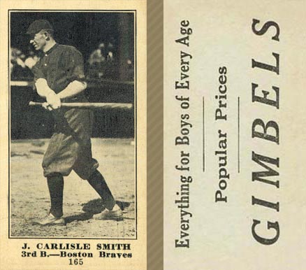1916 Gimbels (M101-4) J. Carlisle Smith #165 Baseball Card