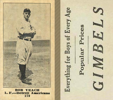 1916 Gimbels Bob Veach #179 Baseball Card