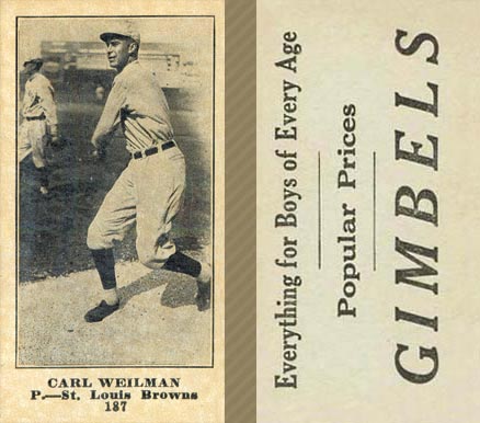 1916 Gimbels Carl Weilman #187 Baseball Card