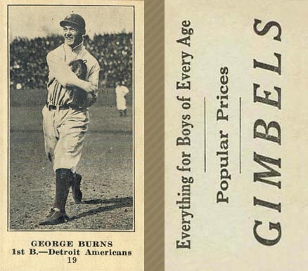 1916 Gimbels George Burns #19 Baseball Card