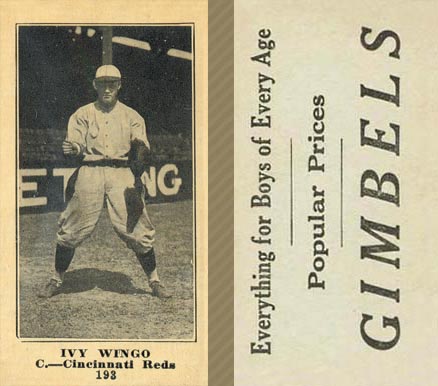 1916 Gimbels Ivy Wingo #193 Baseball Card