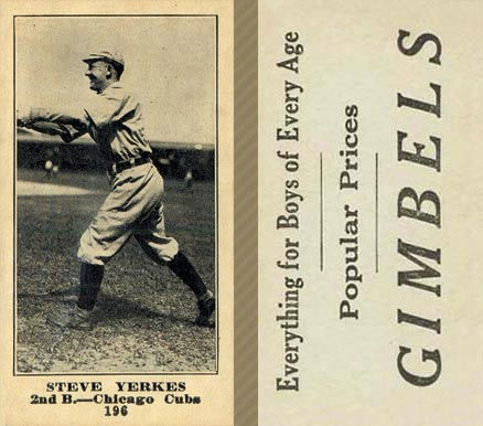 1916 Gimbels Steve Yerkes #196 Baseball Card