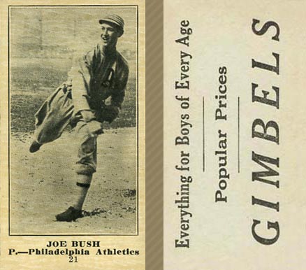 1916 Gimbels Joe Bush #21 Baseball Card