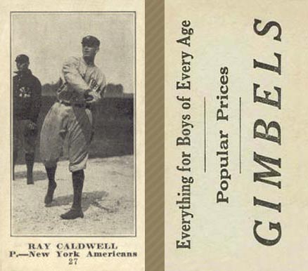 1916 Gimbels Ray Caldwell #27 Baseball Card