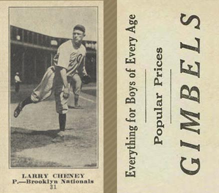 1916 Gimbels Larry Cheney #31 Baseball Card