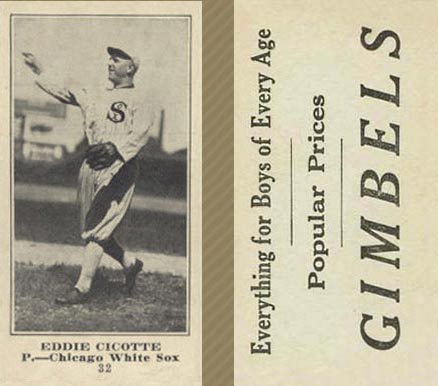 1916 Gimbels Eddie Cicotte #32 Baseball Card