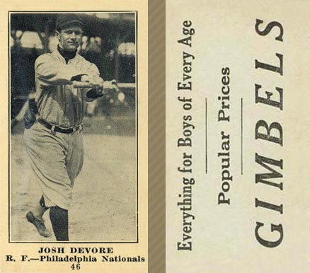 1916 Gimbels Josh Devore #46 Baseball Card