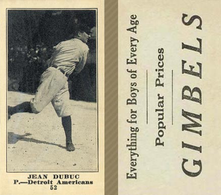 1916 Gimbels Jean Dubuc #52 Baseball Card