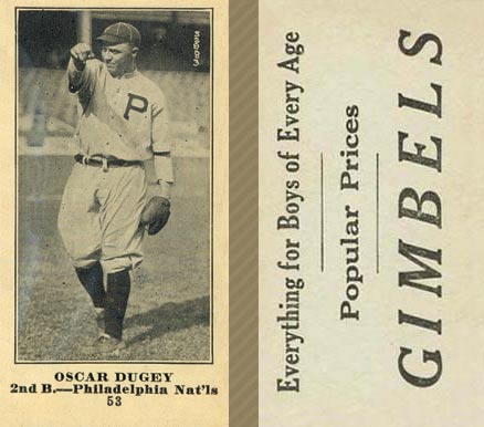 1916 Gimbels Oscar Dugey #53 Baseball Card
