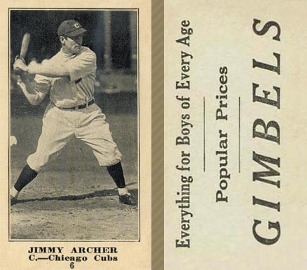 1916 Gimbels Jimmy Archer #6 Baseball Card