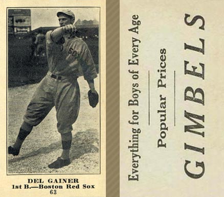 1916 Gimbels Del Gainer #63 Baseball Card