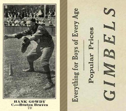 1916 Gimbels Hank Gowdy #70 Baseball Card