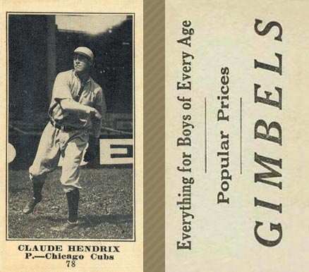 1916 Gimbels Claude Hendrix #78 Baseball Card