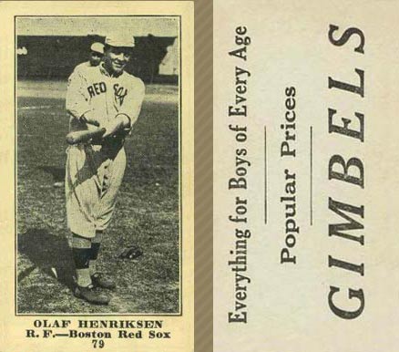 1916 Gimbels Olaf Henriksen #79 Baseball Card